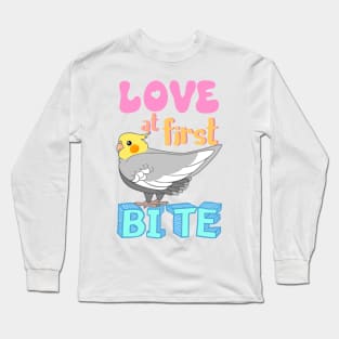 Love at first bite Cockatiel Funny Birb merch Parrot Kawaii Long Sleeve T-Shirt